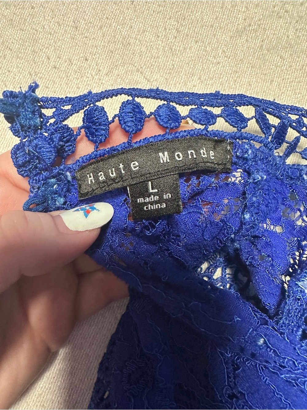 Haute Monde Cobalt Blue Lace Yoke Mini Dress - Picture 7 of 12